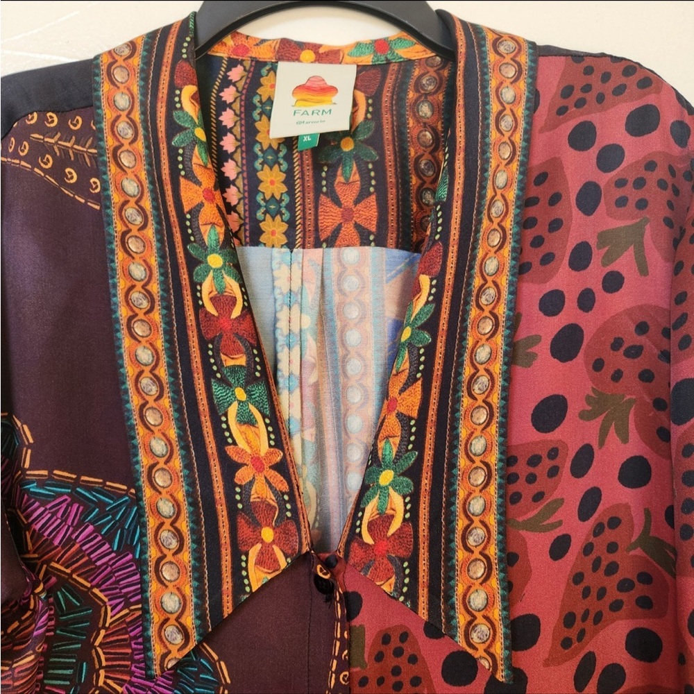 Farm Rio button-down heartberry shirt blouse size XL - Picture 7 of 10
